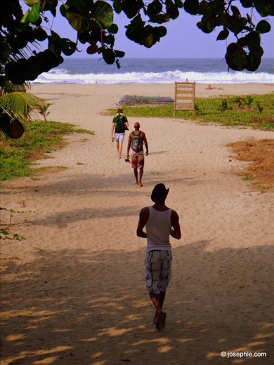 I fell behind while my friends and I hiked from our campsite out to the beach.   I was the last one to emerge from the jungle but was able to capture our reward for the hike...this view!  Tayrona National Park, Colombia
