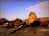 Rocks on the beach, smooth from the ocean waves.  Tayrona National Park, Colombia: by josephle, Views[515]