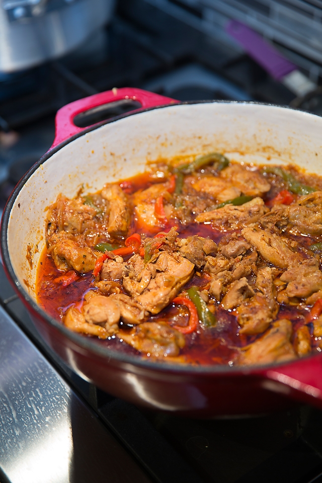 After the liquid has reduced.