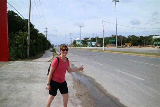 Karen hitchhiking. No one stopped.....