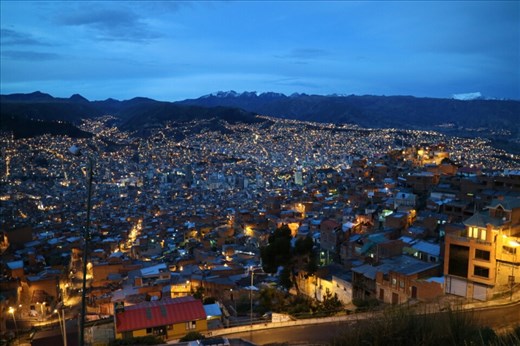 La Paz lit up at night