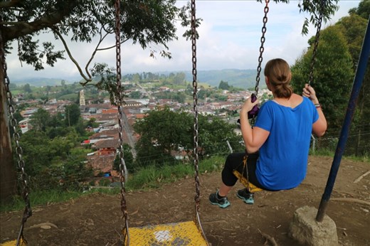 Rickety old swing set at the lookout