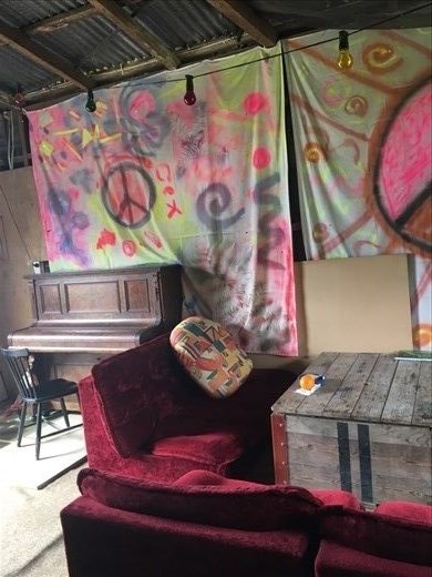 The groovy kitchen and hang out room at the camp