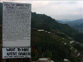 Signage detail the history of the Ifugao rice terraces, but a sign for a job opening also shows the financial opportunities for such areas frequented by tourists. Though tourism creates business opportunities,  the practices of the old traditions might not be of interest to the young locals.  Restaurant cooks and waiters, tour guides, or even souvenir vendors have more appeal.: by jsanjuan, Views[1037]