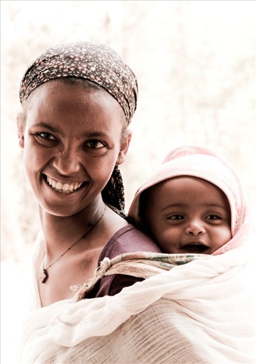 Young mother go to the lesson with her baby.