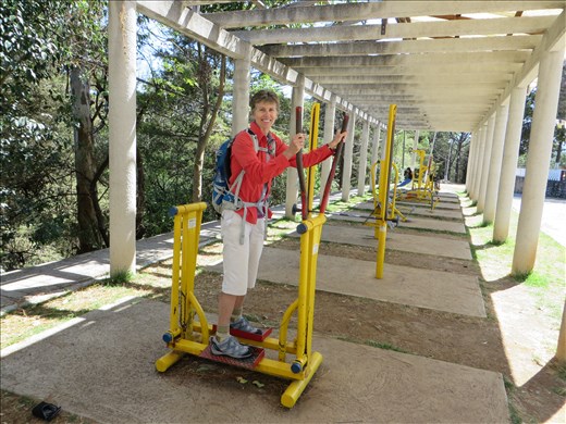 Exercising behind the church - San Cristobel