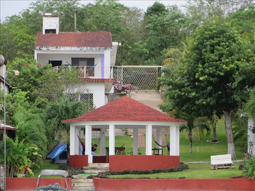 Bacalar hostel from lagoon