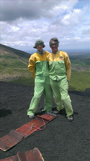 Leon - ready for volcano boarding
