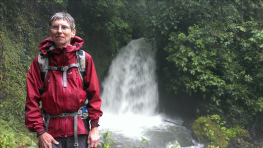 Waterfall at ground level - hiking La Fortuna