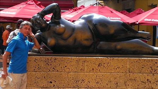 Gary with fat lady sculpture - Historic Cartagena