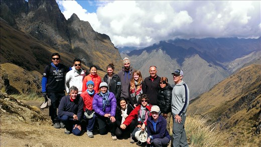 Group photo at top of pass on trek