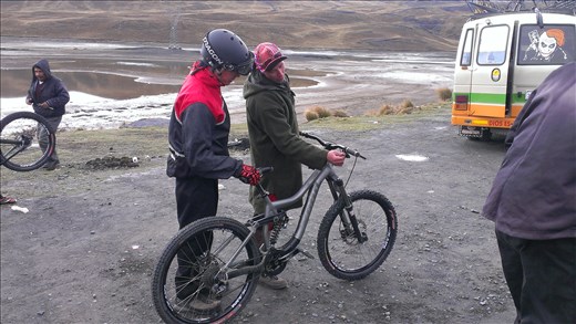 Death Road Bike Ride - gary getting his bike