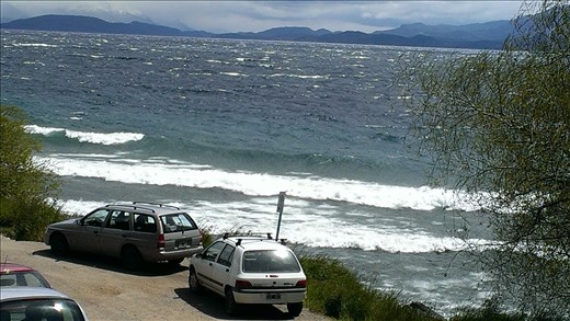 Surf's up on windy day - lakeside Bariloche