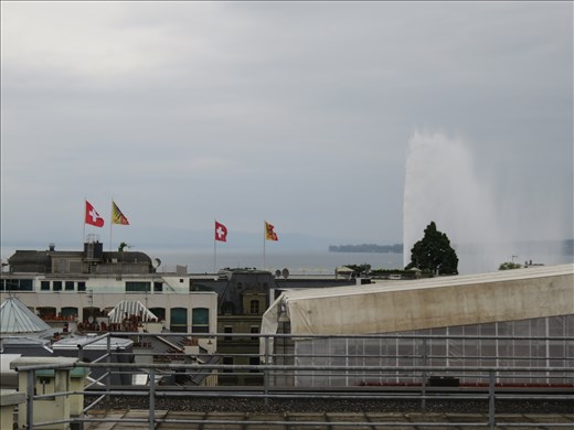 Geneva - View of The Jet D'Eau from hotel rooftop