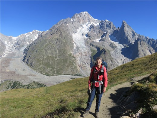 Glacier behind on mountainside