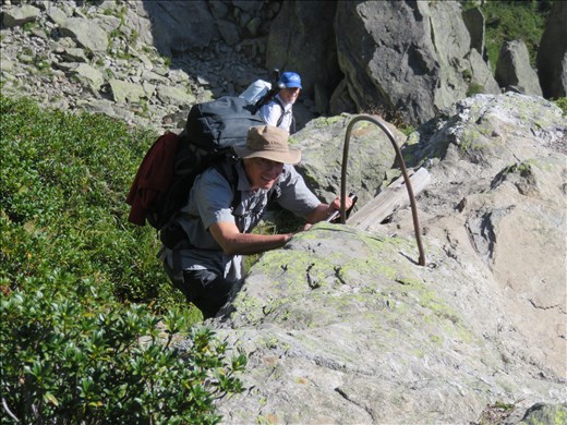 Gary coming up over a series of ladders