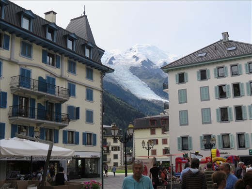Streetscape - Mont Blanc in background (dominates the town)