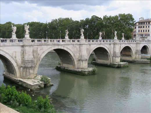 Rome - Pont S.Angelo -footbridge to Castel Sant'Angelo across Tiber River 