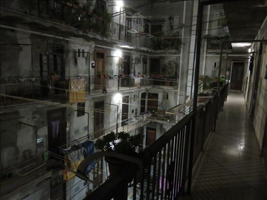 Rome - the inside of the appartment complex we were in - nightime
