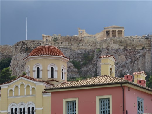 Athens - Acropolis - view up from local street