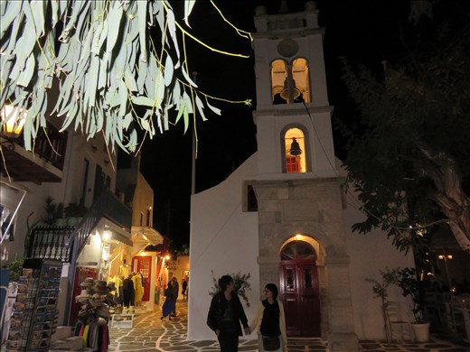 MYkonos - streetscape - nightime