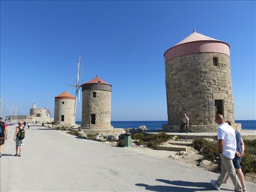 Rhodes - promenade beside marina - fort at end