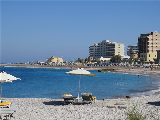 Rhodes - looking back on beach side area - same all along part of east coast