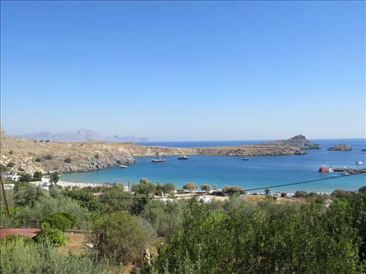 Lindos - view of the main beach below town