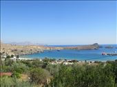 Lindos - view of the main beach below town: by jugap, Views[205]