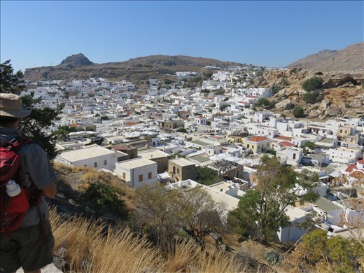 Lindos - view of whole town from hill behind town