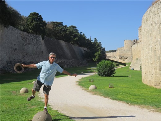 Rhodes - old town - walking in the moat