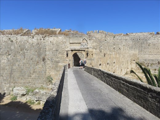 Rhodes - old town - one of bridges across moat to gate