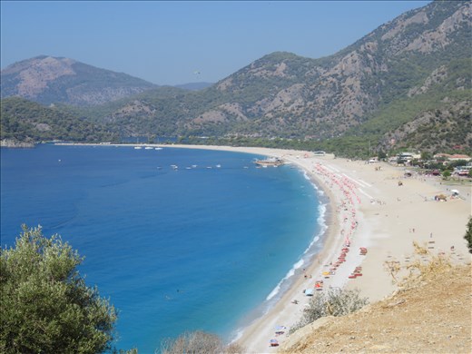 Turkey - OLudeniz - view point above beach - town behind beach