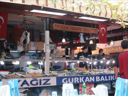 Turkey - Fethiye - fish stall in market where we choose lunch