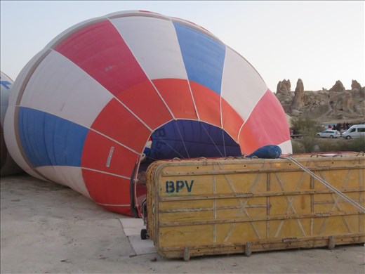 Turkey - Cappadocia - getting balloon ready for lift off - approx 6.30am 