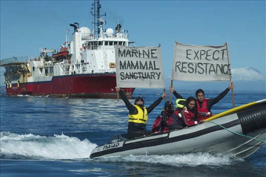 Protest against Seismic surveying in the marine sanctuary for the Maui Dolphin
