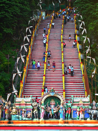 The stairway to the cave temple in Batu Cave, KL, Malaysia.
