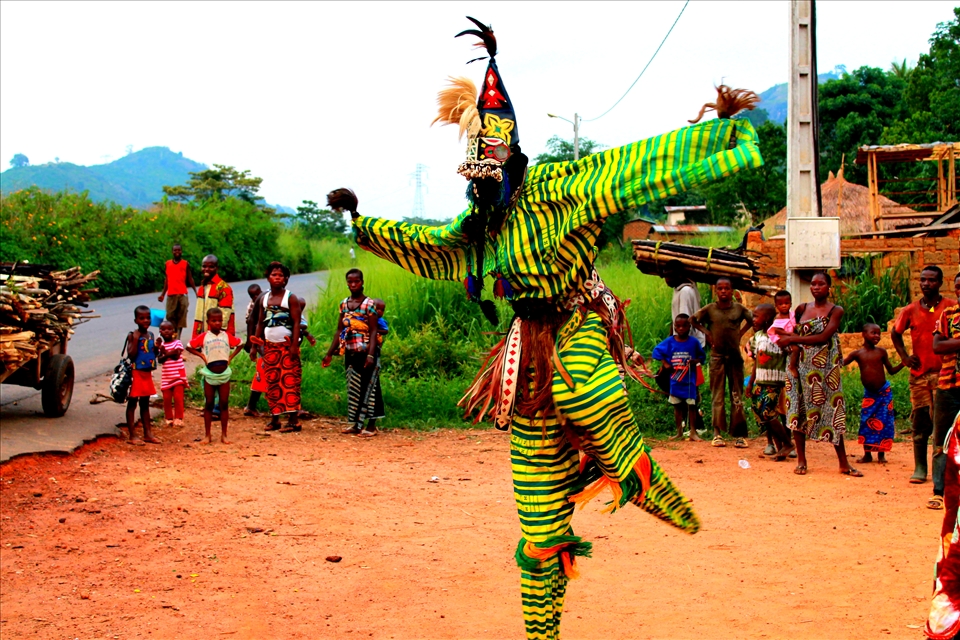 Man, Cote d’Ivoire... Traditional stilt dancing, that is rarely performed.
