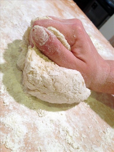 Knead until no longer sticky (sticky dough will get caught in the machine)
