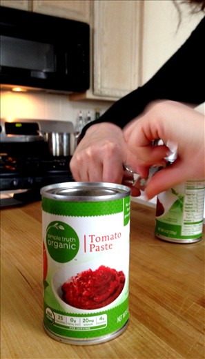 Add 12 ounces tomato paste & 3 cans water