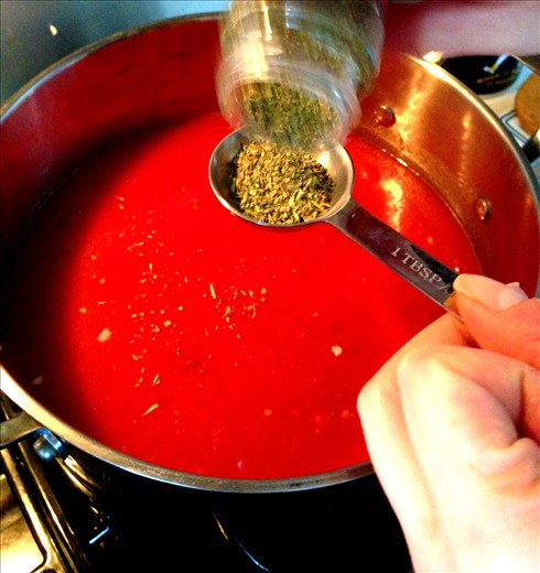 Add seasonings to the sauce