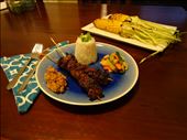 Balinese beef satay skewers with street corn.: by juvellebehrendorff, Views[316]