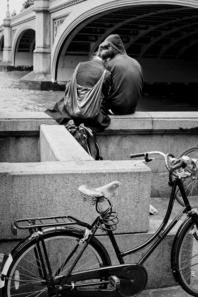 Couple enjoying a quiet moment and shutting the world off for a while.