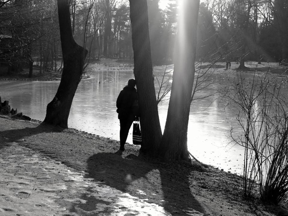Here I captured a random woman looking at the frozen pond in The Royal Łazienki Park, this photograph reflects the feeling of nostalgia that accompanied me on the visit.

I spent many hours in this park as a child and most of my earliest memories are from there. 