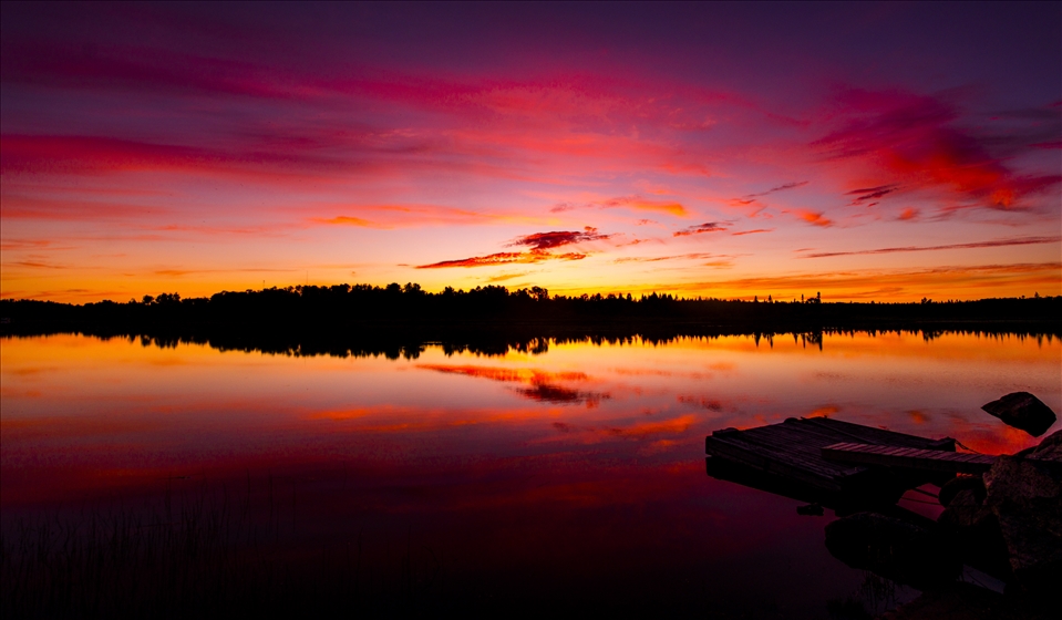 Diffused pink light fills this beautiful summer scene.