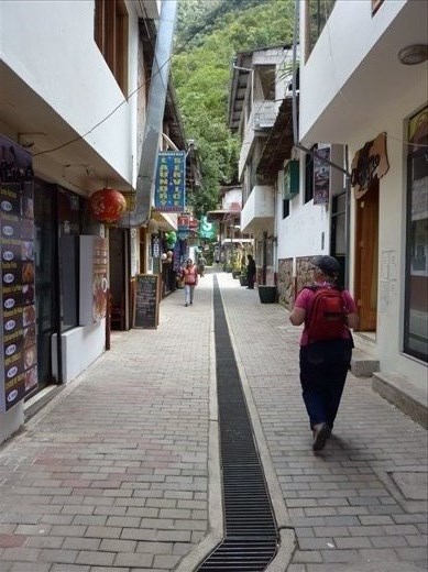 Huge drains run down the centre of all the paths.