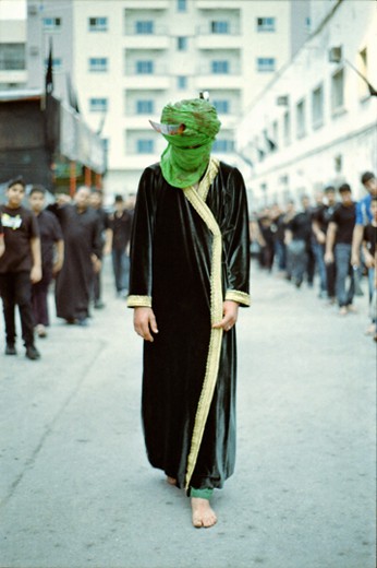 This is the reenactment of the suffering and death of the Islam Martyr Imam Husayn. Presented on the 9th day of Muharram, participants wearing black punish themselves with chains as the one playing the role of Husayn walks on with a sword appearing to be punctured on his head.