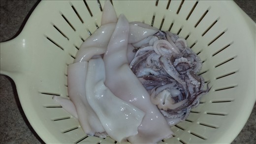 Freshly cleaned squid