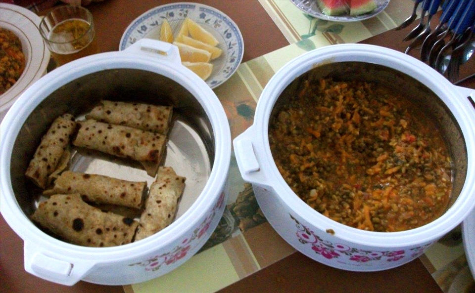 Enjoying our dinner in Kaptembwa