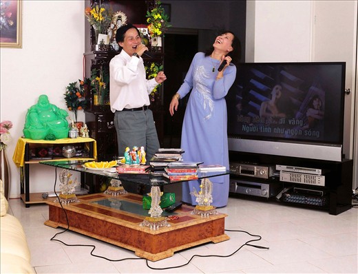 Quang and Ngoc are regulars at the Cabra -Vale Diggers Club multicultural night on Monday. They sing love songs because they are usually slow and easy to sing but it also reminds them of when they were young.